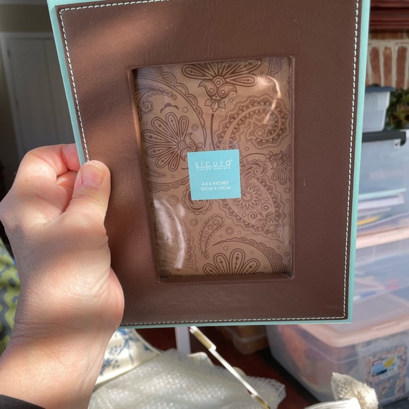 Sicira 4x6 Leather Frame, Brown and Turquoise Never Used - Picture 2 of 10